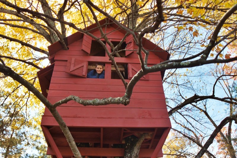 2004-10-18 - In the summers of 2003 and 2004, the perfect treehouse took shape in a four-stem maple in the back yard of a house in Acton, MA. The treehouse was built by Erik J. Heels and his three children: Sam, Ben, and Sonja. This photo later served as the inspiration for the logo for GiantPeople (www.giantpeople.com).