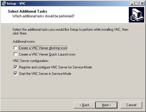 configure vnc server windows xp