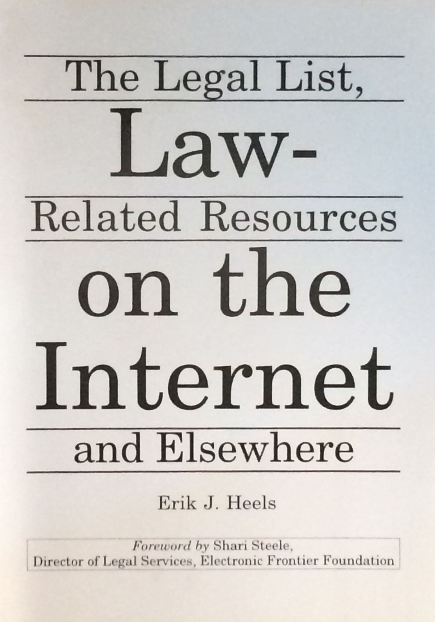 The Legal List, Law-Related Resources on the Internet and Elsewhere (v5.1)
