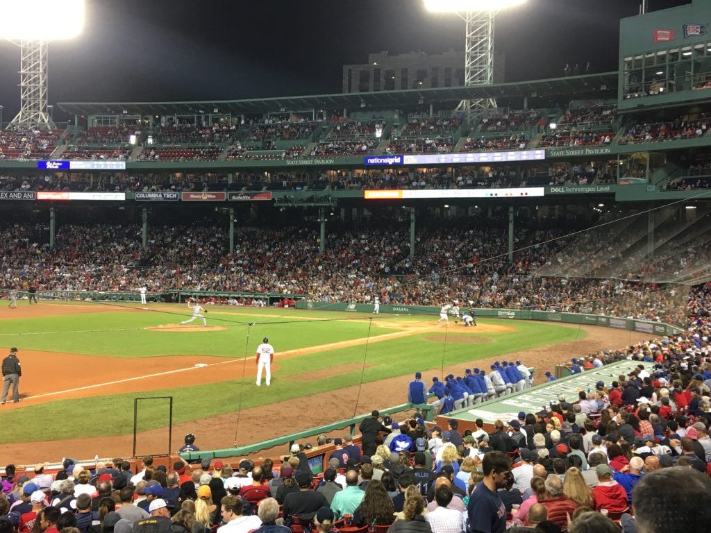 2018-09-02 So-called protective netting at Fenway Park, home of the Boston Red Sox.