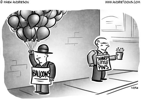 Balloon vendor vs. pin vendor.